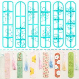 TAINSKY Bookmarks Polymer Clay Cutters, Floral Bookmark Creator for Polymer Clay Jewelry, 6 Pcs Reading Clay Cutters for Making Earrings Jewerly, Clay Earring Cutters, Polymer Clay Earrings Tools