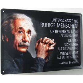 mrdeco Metal Sign 20 x 30 cm "Unterschatznie niemals ruhenschen (German Language) Quote Einstein Sayings Tin Sign