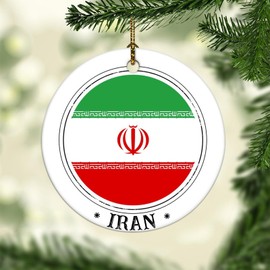Iran Ceramic Ornament - Christmas Decor, Holiday Decorations, Iran Flag Print, Iran Travel Souvenir, Ceramic Christmas Ornament Gift Decoration Holiday World Travel