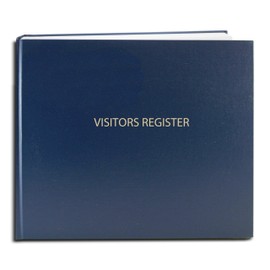 BookFactory Visitor Log Book Visitor Register Visitors Sign-in Book - 120 Pages, 8 7/8'' x 7'' - Blue Cover, Section Sewn Hardbound (Made in USA)