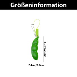 Pack of 3 ADHD Fidget Toys, Fidget Key Ring, Pea, Stress Toys, Squeeze Beans Key Ring, for Keys, Anti-Stress Relieving (Green)