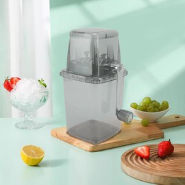 Leopacat Hand Crank Ice Crusher, Manual Hand Crank Operated Breaker, Portable Chopper Transparent Stainless Steel Breaker Making Drinks Machine for Fast Coarse Shaved Fine Chips Ho (Gray)