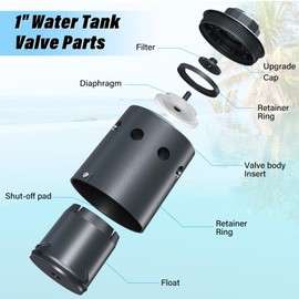 Water Tank Float Valve Designed for Water Level Control, Automatic Filling, Automatic Shut Off, Nylon Resin Water Level Float Valve for Livestock Troughs, Stock Tank, Fish Pond, etc. 1" Valve