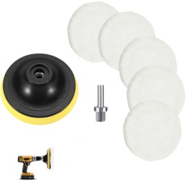Pack of 7 Wool Polishing Pads, Wool Polishing Pad Set, Polishing Hood Waxing, Polishing Fur for Car Polishing Machine, Polishing Attachment Wool Polishing Disc for Car Polishing
