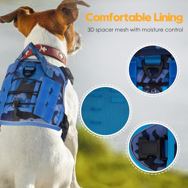 Heavy-Duty Tactical Dog Harness for Large Dogs, No Pull Adjustable