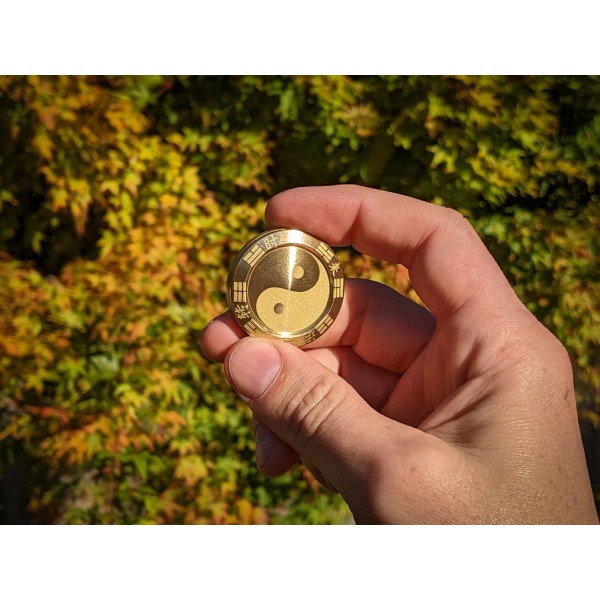 FidgetFoxBrand Yin Yang Fidget coin, Golden Brass Metal fidget clicker,