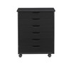 Linon Cary Black Six Drawer Wide Roll Cart