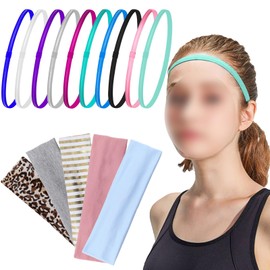 Pack of 15 Sports Headbands, Sports Headband for Reversible Hair Bands, Elastic Thin Non-Slip Headband, Hair Accessories for Women, Bandana for Sports, Yoga, Running, Fitness, Unisex