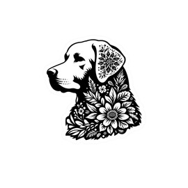 Labrador Retriever Sticker Floral Cartoon Art Women Gift Idea 4" 6" Car Laptop Water Bottle Waterproof Decal Vinyl