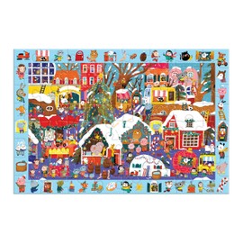Mudpuppy Christmas Market – 64 Piece Search & Find Jigsaw Puzzle Featuring Festive Critters Shopping Around The Christmas Market and Over 40 Hidden Images to Find