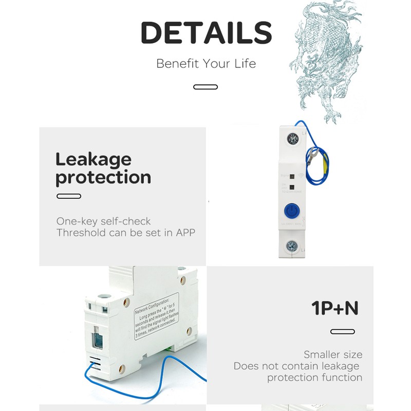 1P Circuit Breaker APP Remote Control DIN Rail Pa66 Intelligent