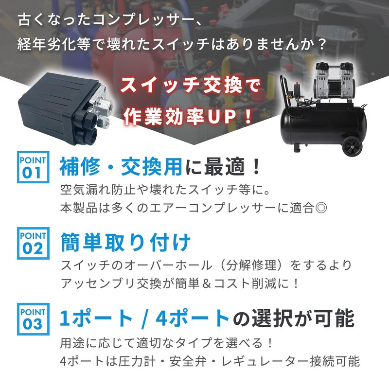FUKUMIDO Air Compressor Pressure Switch, AC 230v or less, Automatic
