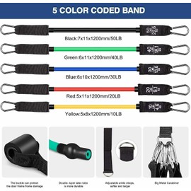 11x Resistance Exercise Bands Yoga Pilates Strap Home Gym Tube Fitness 150LBS