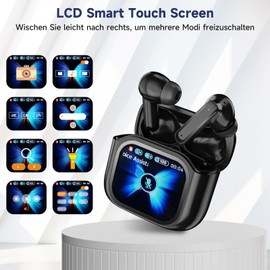 ELECGO Wireless Earbuds, 2025 Bluetooth 5.4 Earphones with Bass Stereo Sound, Noise Cancelling Microphone, Multifunctional Earphones with Touch Screen, IP7 Waterproof Earbuds