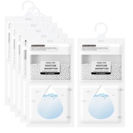 RUN HELIX 6 Pack Moisture Absorber Dehumidifier Bags, Wardrobe Dehumidifier Hanging Bags, Suitable for Car, Home, Kitchen, Garage Stops Mould, Mildew & Effective Moisture Absorbers for Damp Spaces