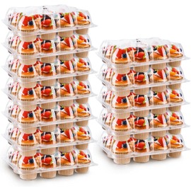 BTSD-home Cupcake-Behälter, Kunststoff, transparent, wiederverwendbar, mit abnehmbaren, hohen Kuppeldeckel, stapelbare Cupcake-Boxen, 6 Stück