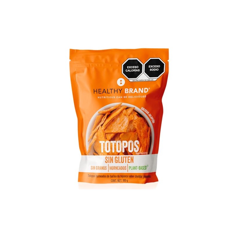 Healthy Brand | Totopos de Tapioca Veganos Sabor Cheddar Jalapeño