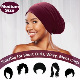 Sleep Cap Bonnet for Sleeping Black Women, Adjustable Cooling Ice Silk Lined Bonnet for Curly Braids Hair Cover Beanie Hat