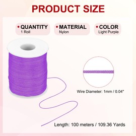 PATIKIL Nylon Cord 1mm x 109 Yards, Bracelet String Braided Nylon Thread Chinese Knotting Cord for Jewelry Making Beading Necklaces Blind Wind Chimes, Light Purple