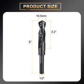 HARFINGTON 19.5mm Drill Bit 1/2" Reduced Shank 3-Flat 4341 High Speed Steel 118 Degree Split Point for Plastic Wood Copper Aluminum Iron Medium Soft Metal