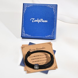 TempBeau Men's Compass Bracelet Gifts for Him, College, High, Middle School Graduation Gift First Day of School Back to School Gift Ideas Christmas