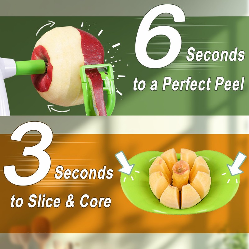 Apple Peeler for Apple Sauce and Pie, 8-Wedge Apple Slicer