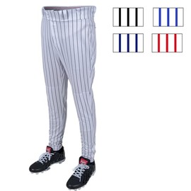 Rawlings Men's PRO 150 Series Pinstripe Baseball Pant | Jogger Fit | Adult Sizes, White/Black, Small