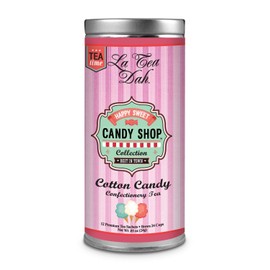 Cotton Candy Tea by La Tea Dah, Lightly Caffeinated Oolong Tea Flavored with Hibiscus, Raspberry, Cranberry, & Apple, Fragrant, Fruity Hibiscus Tea Bags, Dessert Tea (12 Sachets)
