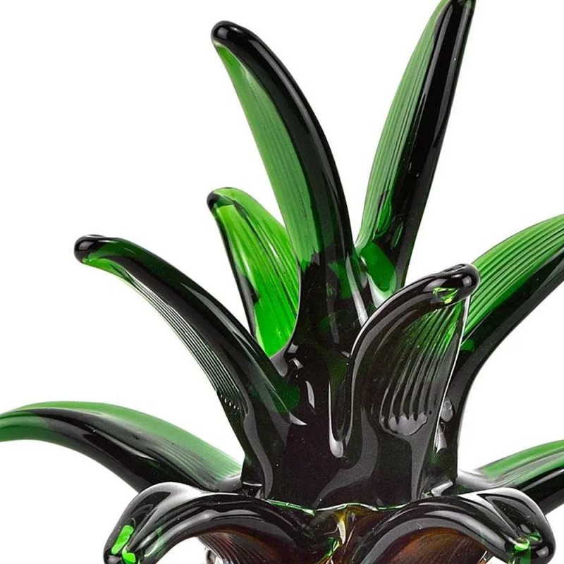 Homeroots 9" Orange Murano Glass Pineapple Statue Tabletop Sculpture