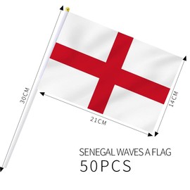 50 Pieces Small England Flags on Sticks Mini St George Flags English Hand Flag UKInternational Match Celebration Parade Supplies Match Cheering Waving UK Flags Garden Flags Party Decorations