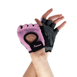 Actesso Breathable Fitness Gloves – Padded fingerless gloves for Biking, Cycling, Gym, Weightlifting (Pink, S)