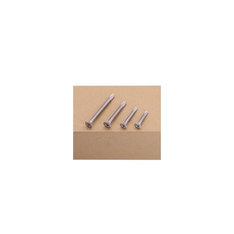 #14 x 1-1/4" Flat Head Self Drilling Screws, 410 Stainless