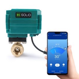 1/2 Inch Intelligent Motorised Ball Valve WiFi App Mobile Remote Control Electric Ball Valve Brass with Manual Switch, 5V DC USB Port, G Thread