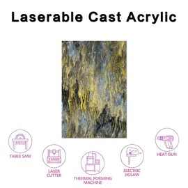 Ink Pearl Arcylic Sheet - Sparkly Pearl Glitter Cast Acrylic Plastic Sheets for CO2 Lasers Engraving DIY Projects 1/8 Thickness Pearlescent Acrylic Sheets (3, Dark Gold, 8 * 12inch)