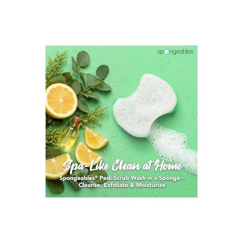 Spongeables Pedi Scrub Foot Buffer 20+, Citron Eucalyptus Aromatherapy, 2-Ounce