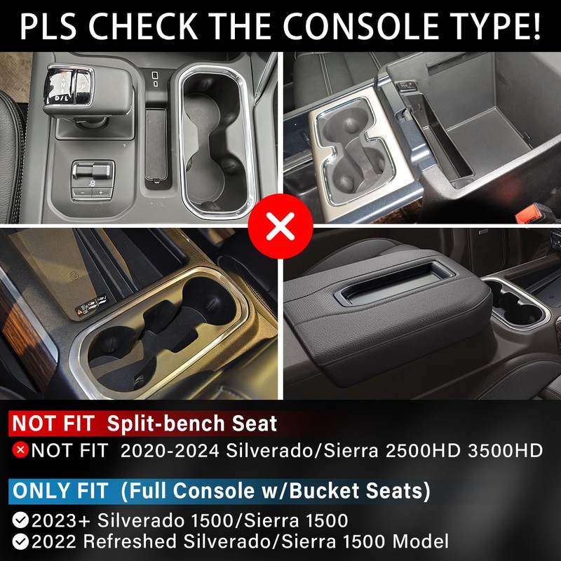 Center Console Liner for 2023 2024 2025 Chevy Silverado/GMC Sierra