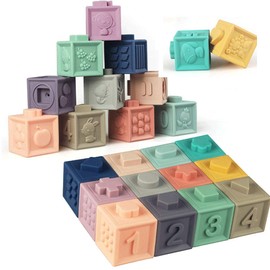 Litand Soft Stacking Blocks for Baby - Sensory Montessori Toys Toddler Activities - Gifts for Boy Girl 6 9 12 18 Months 1 2 3 Year Old Birthday - Infant Bath Toys