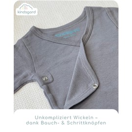 Kindsgard Baby Long-Sleeved Wrap Bodysuit Trunder - Soft and High-Quality 100% Organic Cotton, 5_grey