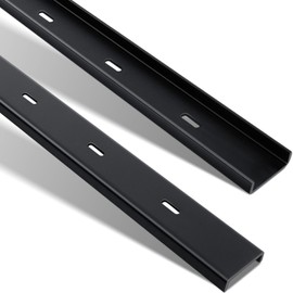 Blulu 2 Pcs 24" L X 2" W C Channel Steel Support Metal Support Bracing Hidden C Bracket for Table Top Live Edge Slab Woodworking, Black Coat Finish