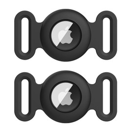 VANCLE 2 Stück Hülle für AirTag Hundehalsband Schutzhülle, Silikon Wasserdichtes Schutzhülle AirTag, Pet Loop Holder für AirTags, Hülle für Haustier Katzen Hundehalsbändern, Schwarz+Schwarz