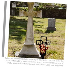 Kisangel Cemetery Memorial Cross Stake for Dad Metal Marker Lightweight Garden Ornament for Graves Courtyards and Lawns Decorative Stake for Commemorating Loved