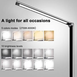 AFROG 8-in-1 4th Gen Multifunctional LED Desk Lamp with 10W Fast Wireless Charger,USB Charging Port,1200Lux Super Bright,5 Lighting Mode,7 Brightness 40 Min Timer,Night Light Function,5000K