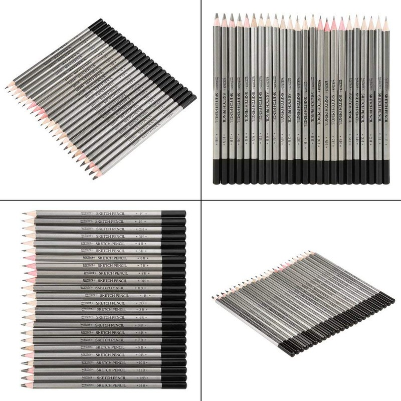 Walfront Drawing Pencils, 24 Pieces, 9H-14B Sketching and Drawing Pencils,