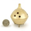 Prabhuji's Gifts Brass Burner 3 Legged Star Jali 3" Hx2.5