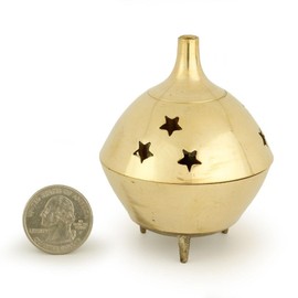 Prabhuji's Gifts Brass Burner 3 Legged Star Jali 3" Hx2.5 D