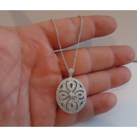 Unbranded 925 STERLING SILVER LOCKET CROSS PENDANT NECKLACE W/ ACCENTS / SIZE 35MM BY 25MM