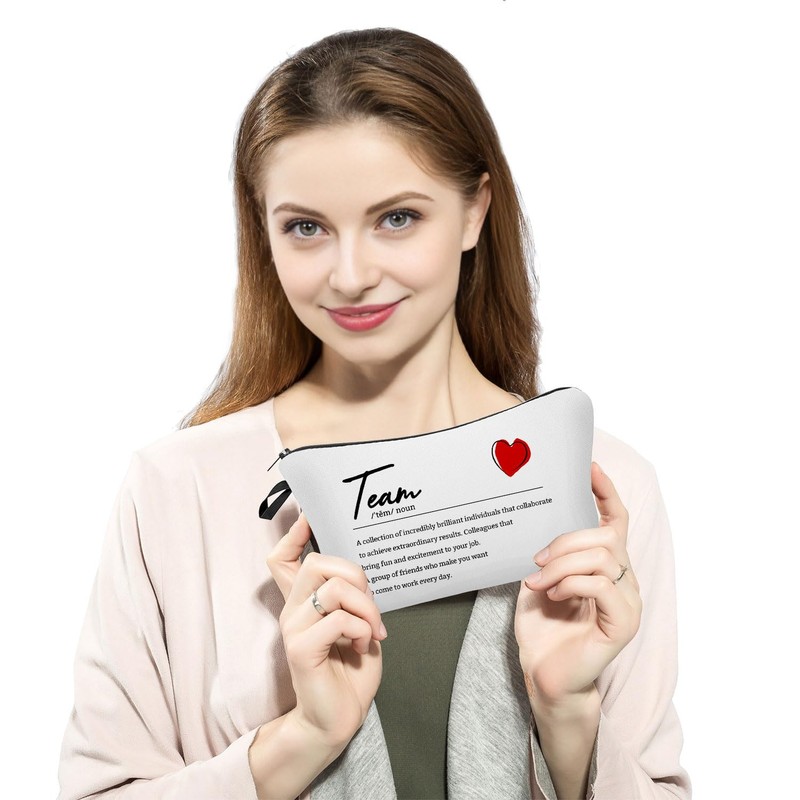 YULUENZE Inspirational Presents Team Definition Makeup Bag Positive Quote Toiletry