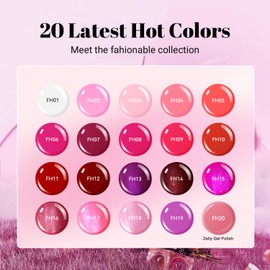 JODSONE 3 PCS Soak off Base Coat Matte and Glossy Top Coat 20 Glitter Red Pink Color High Shine and Fashion Gel Nail Polish Kit Happy Valentine's Day