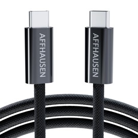 AFFHAUSEN USB-C Cable, 2.1m, 240W Fast Charge 480Mbps Braided Black