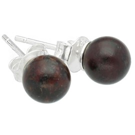 Garnet Stud Earrings | Gemstone Earrings | Ball / Pearl 6 mm Diameter | 925 Silver, Metal Metal Semi Precious Stone, Garnet